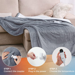 Electric Blanket Throw Fast Heating with Hand Controller Single Control with Auto Shut Off