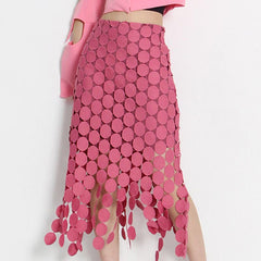 Vintage solid tassel irregular skirts