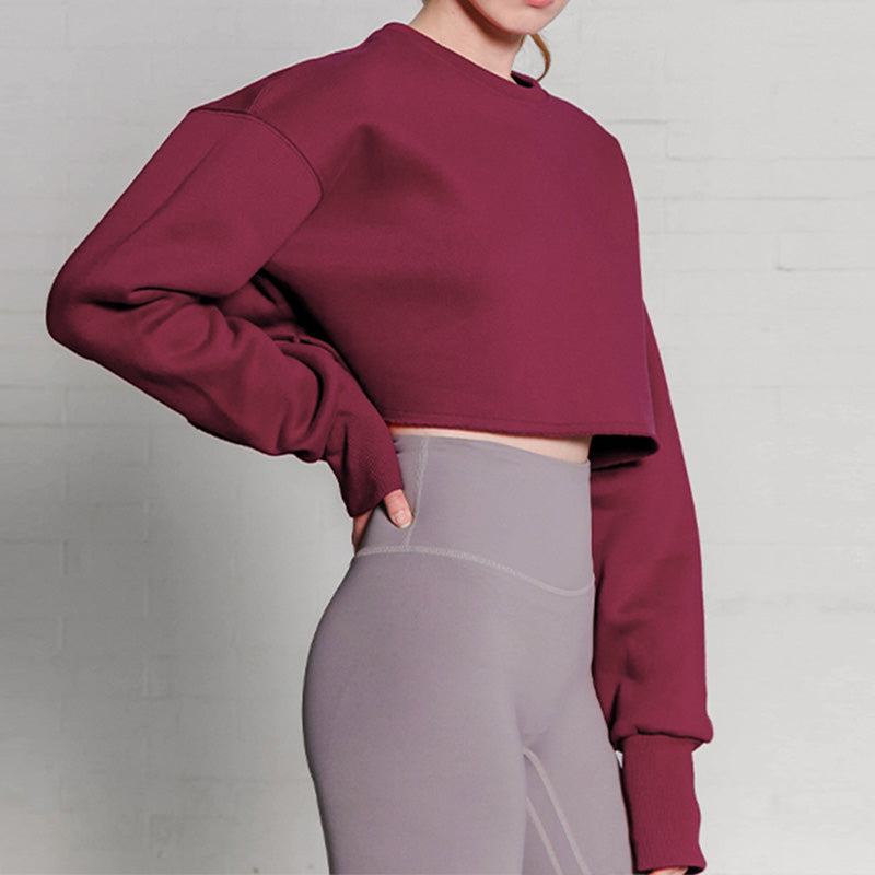 Slouchy hedging cropped sweatshirts for women