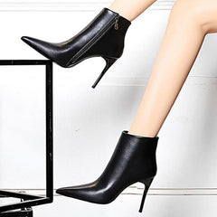 Thin heeled pointed toe ankle boots