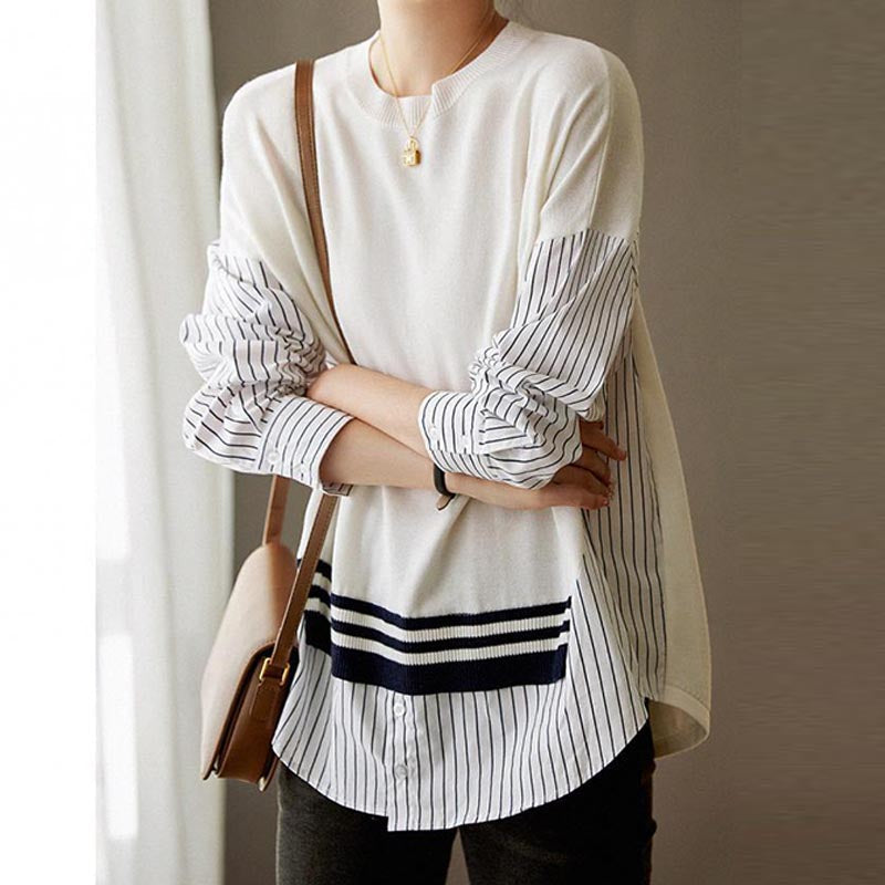Women's oversize stripe knit tops