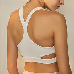 Solid breathable stable strap cross back sports bras