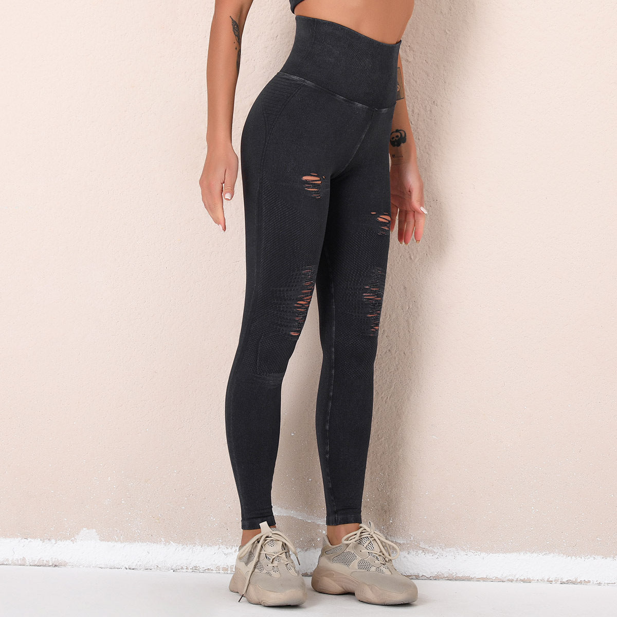 High waisted ripped active pants