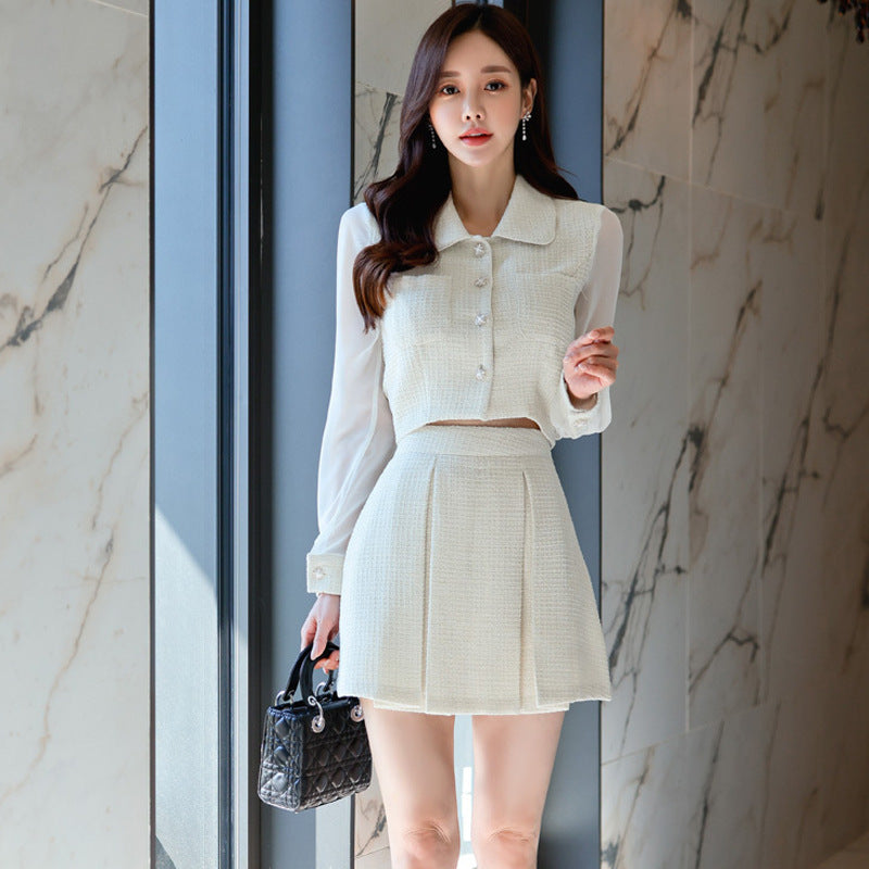 Women's long sleeve top & mini skirt suit