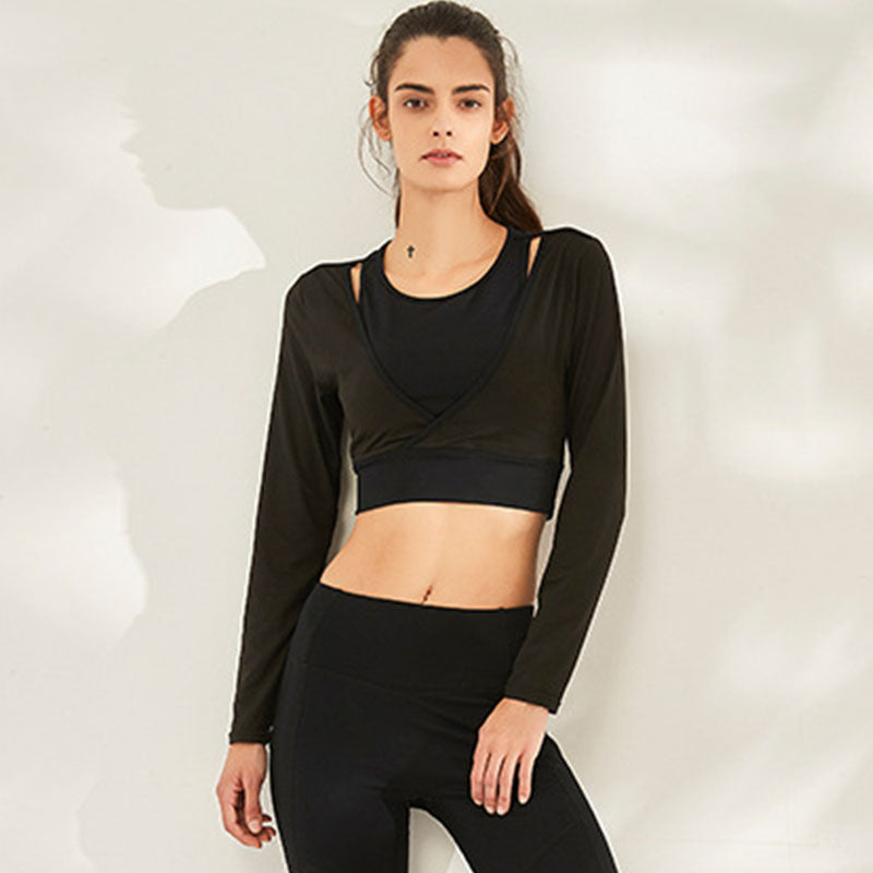 Solid long sleeve breathable cover-up active tops