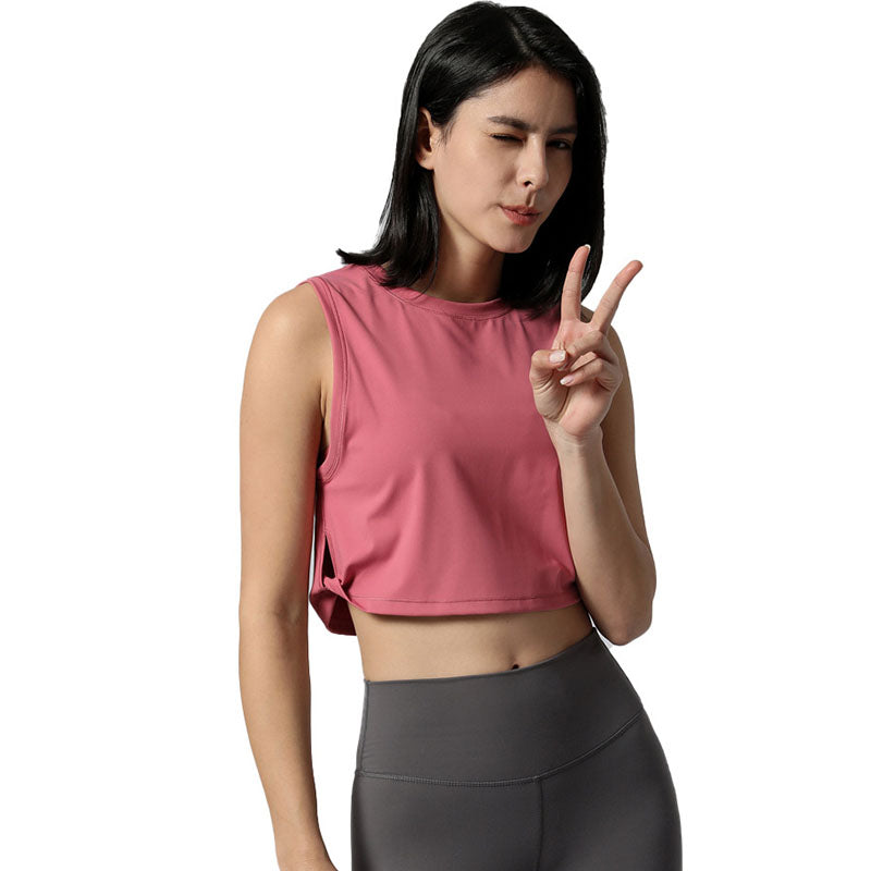 Solid sleeveless active tops without pad