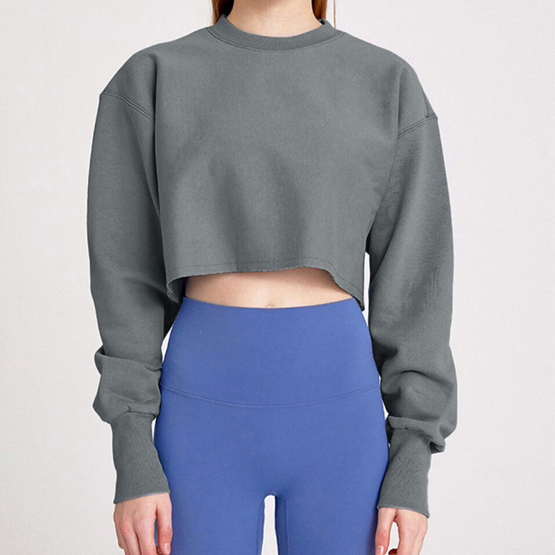 Slouchy hedging cropped sweatshirts for women